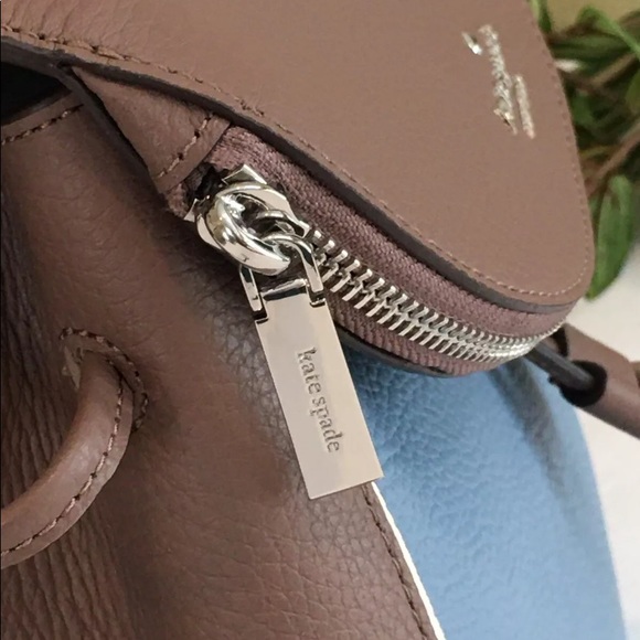 KATE SPADE LEILA MEDIUM FLAP BACKPACK BLUE TAN - Picture 7 of 12